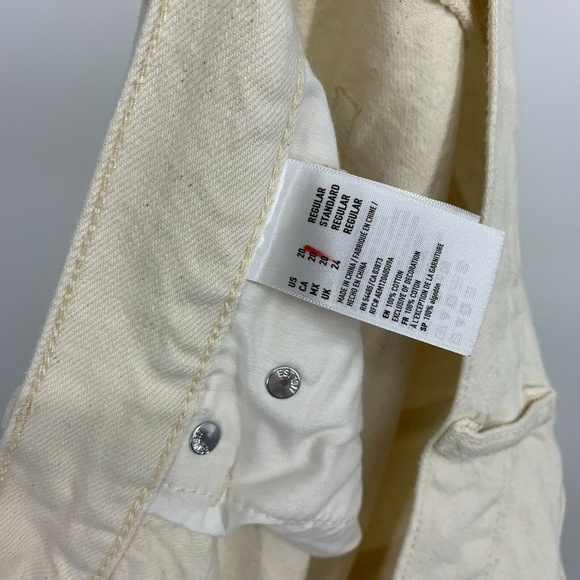 American Eagle Jeans Womens Plus Size 20 Regular Wide Leg Crop Button Fly Beige - Picture 5 of 11